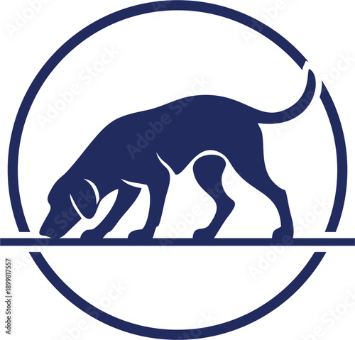  illustration of a dog sniffing purple color