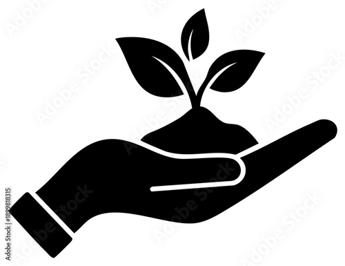 Hand Holding Plant Sprout with Soil Vector Illustration
