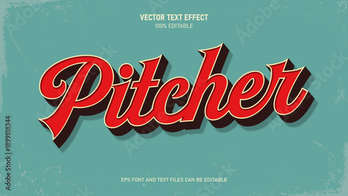 Pitcher text, sport style text effect