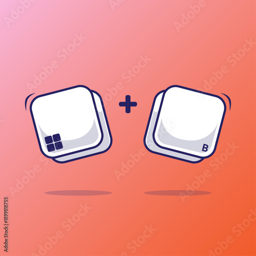 Kawaii hotkeys or keyboard combination shortcut windows plus B illustration cartoon vector isolated on background