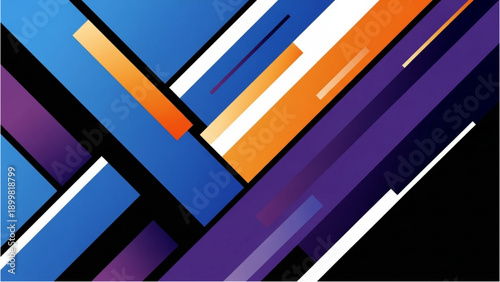 Geometric shapes intersecting in a dynamic abstract composition viewed from a tilted perspective