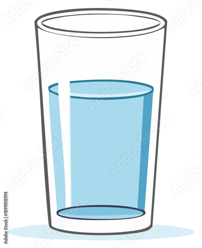 Simple cartoon illustration of a glass of fresh water for hydration and refreshment
