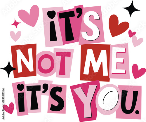 Vibrant typographic breakup message with hearts and stars