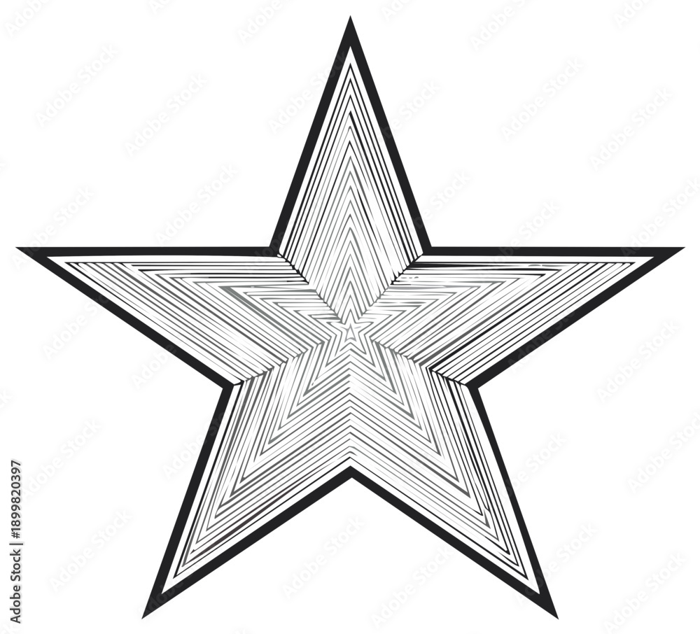 Obraz premium Stylized Star Illustration with Concentric Linear Layers Inside Shape
