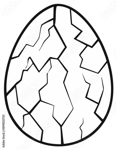 Cracked Egg Outline Line Drawing Illustration Hatching or Breaking Icon