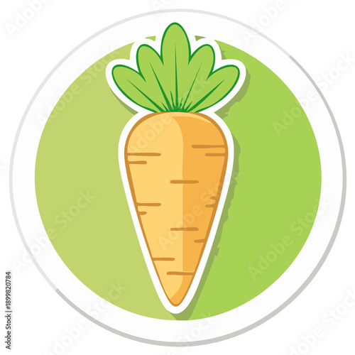 Vibrant Carrot Vegetable Illustration on Green Badge Icon Isolated