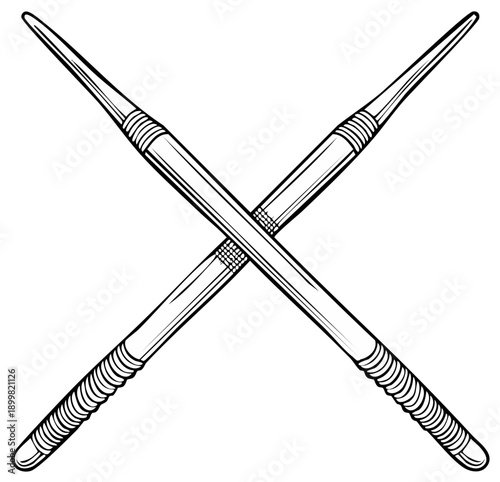 Crossed Drumsticks with Textured Grips