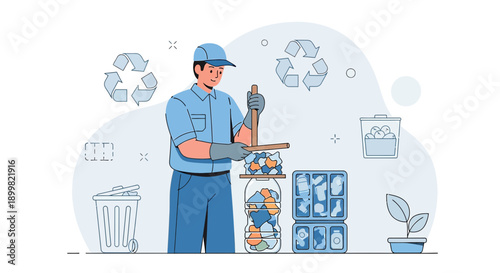 Illustration emphasizing the importance of waste compression for efficient recycling efforts