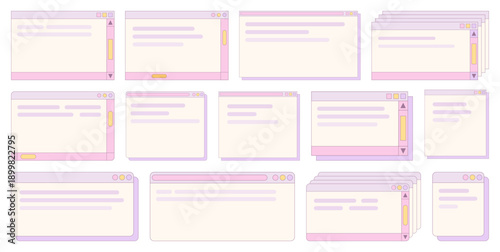 Desktop browser and dialog window templates. Computer user interface elements