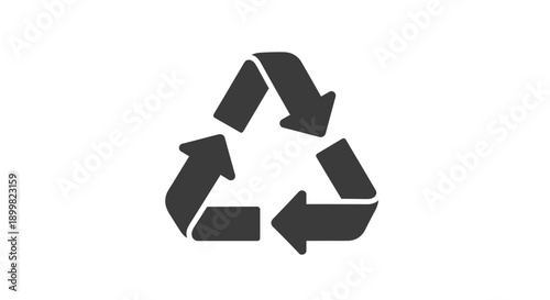 Universal gray recycle symbol with three arrows forming a triangle, representing environmental conservation, on an isolated white background.
