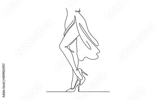 Continuous one line drawing of  Elegance female leg.