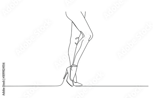 Continuous one line drawing of  Elegance female leg.