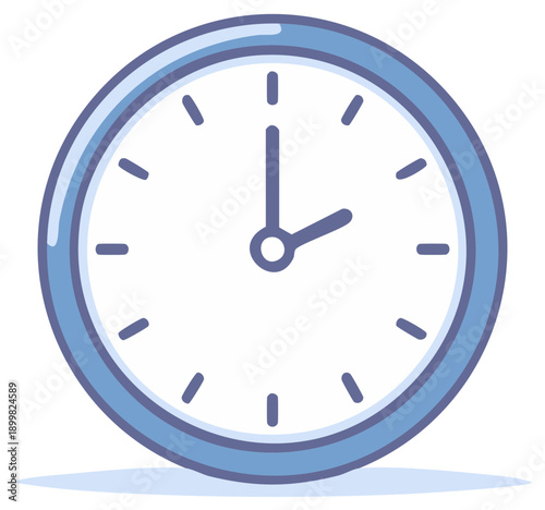 Blue and white illustrated clock showing two o'clock, indicating time management.