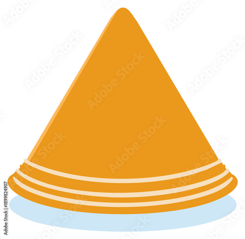 Orange Dosa Food Indian Cuisine with Stripes on bottom plate isolated