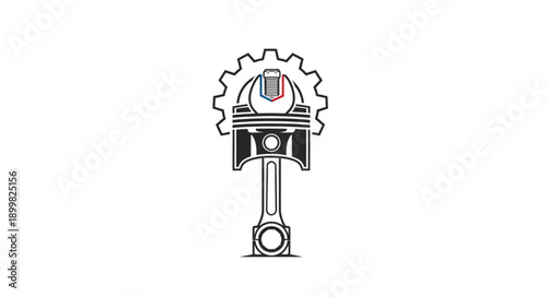 Engine Piston and Gear Illustration.