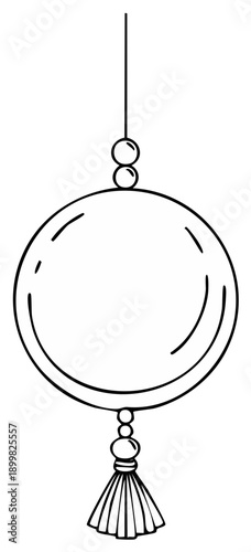 Circular Hanging Ornament with Tassel and Beads