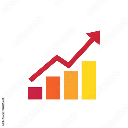 Colorful bar graph with upward trend red arrow isolated on transparent background Free Download Colorful bar graph with upward trend red arrow isolated on transparent background - GFXLoad