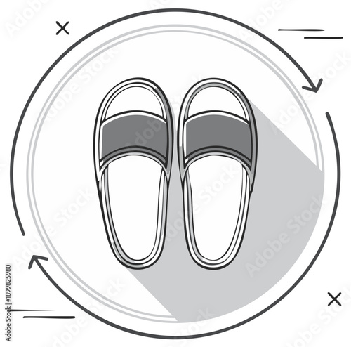 Slippers Graphic Icon Top View Pair of Flip Flops Casual Home Fashion Footwear