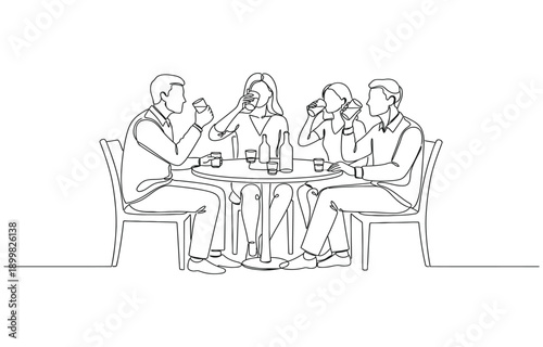 Birthday party continuous one line vector drawing.