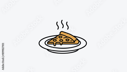 Vector illustration of steaming hot pizza slices on a plate, for food menu or restaurant advertisement, Isolated on transparent background, png