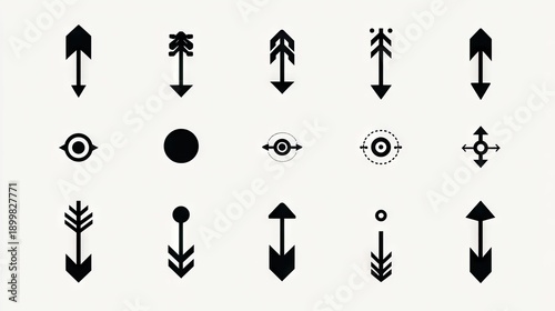 Abstract arrows and symbols design on light background graphic elements