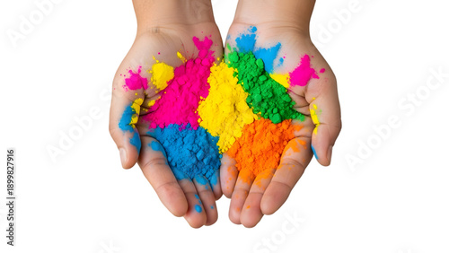 Vibrant holi celebration colors on hands festival of colors
