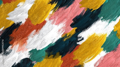Abstract artwork of colorful brushstrokes with textured effect background