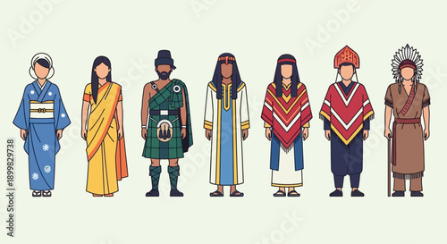 Diverse traditional clothing from various cultures around the world.