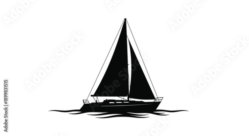 Elegant sailboat gliding on water a striking black silhouette