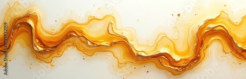 Abstract fluid art with golden yellow marble texture and metallic veins creating a luxurious swirling pattern. This organic flow forms a vibrant, dynamic background for design or artistic projects.