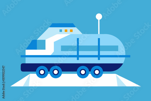 Futuristic vehicle on icy terrain rover exploration vehicle
