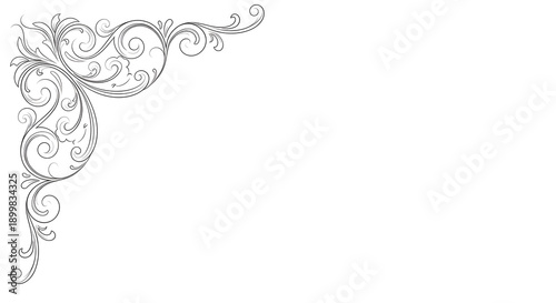 Elegant black and white corner floral decorative element - Luxury decorative design element with transparent background for elegant invitations cards and premium branding