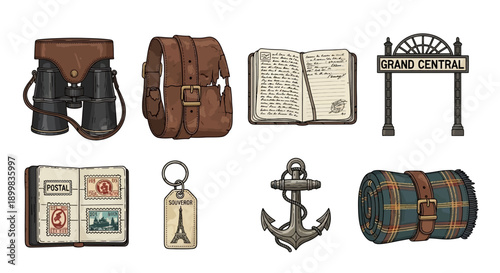 Vintage travel items collection
