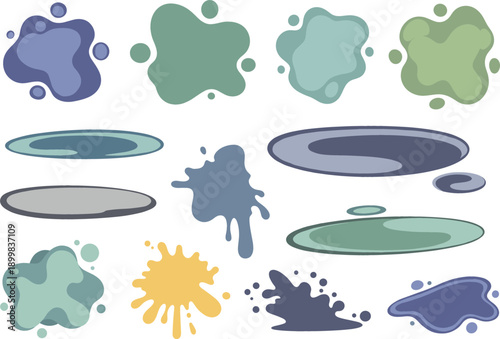 Abstract fluid shapes and colorful liquid splash blobs setAbstract fluid shapes and colorful liquid splash blobs set