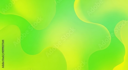 Green and yellow abstract fluid shapes on a gradient background.