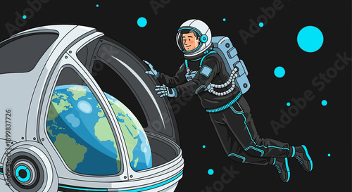 Envisioning interstellar travel: An astronaut's contemplation of earth from a futuristic capsule