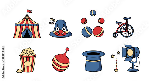 Circus icons set