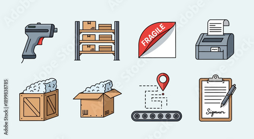 Collection of logistics and delivery icons