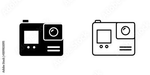 Action camera set icon isolated on white background.