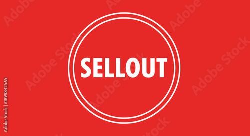 Red Sellout Banner with White Circle and Text on a Bright Studio Background