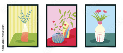 Spring Flowers in Vases Poster Wall Art Collection