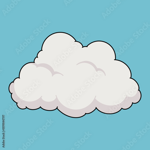 3D Style Fluffy Cloud Floating Horizontally on Light Blue Sky Background