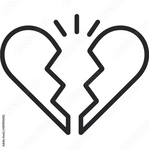 Shattered heart icon symbolizing love relationship problems and sadness
