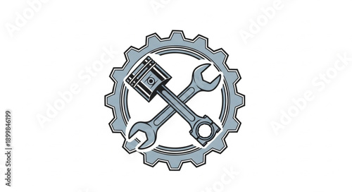 Mechanical Gear Piston and Wrenches Symbol.