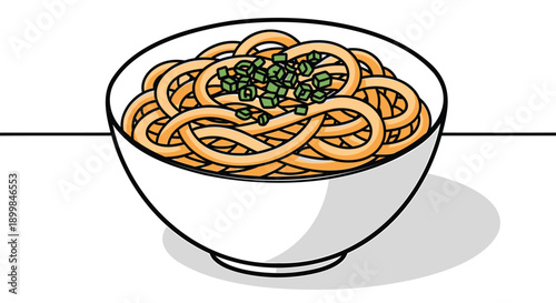 vector illustration of a bowl of spaghetti with herbs, for food or restaurant mockup, isolated on transparent background, png