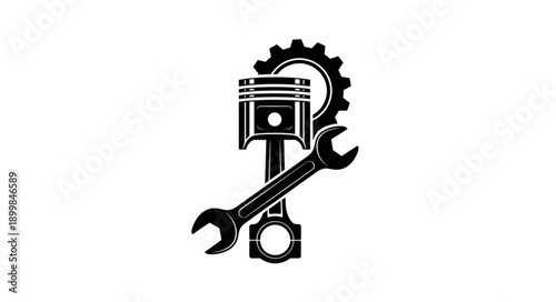 Mechanical Piston and Wrench Icon.