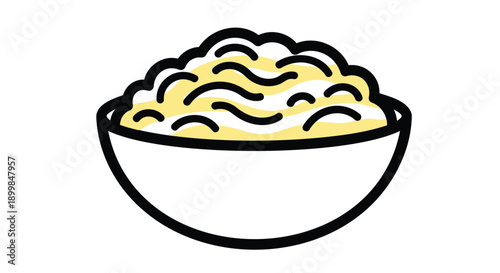 vector illustration of a bowl of cereal with milk, breakfast icon, for website or app UI, isolated on transparent background, png