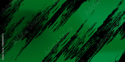 Abstract grunge background with aggressive diagonal brush strokes in deep forest green and black.