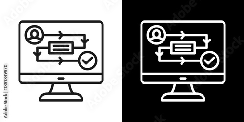 Digital Workflow Icon Of Line Black And White Style