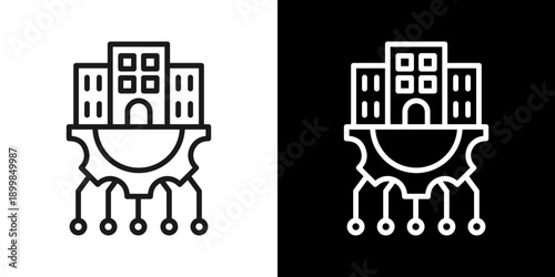 Digital Transformation Icon Of Line Black And White Style
